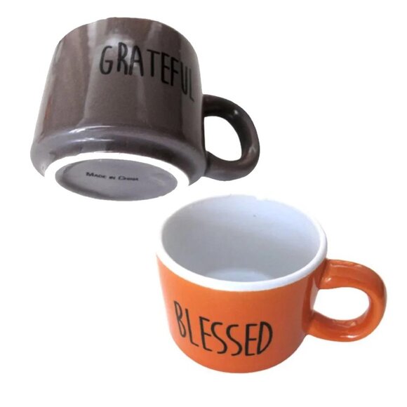 Espresso Cups Set of 2 Mugs Gray, Orange Mini 2.3 oz Cups perfect shot of coffee - Picture 5 of 8